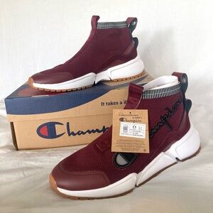 CHAMPION RF MID SLIP-ON SNEAKERS TRAINERS SPORTS MEN SHOES BURGUNDY SIZE 11 NEW